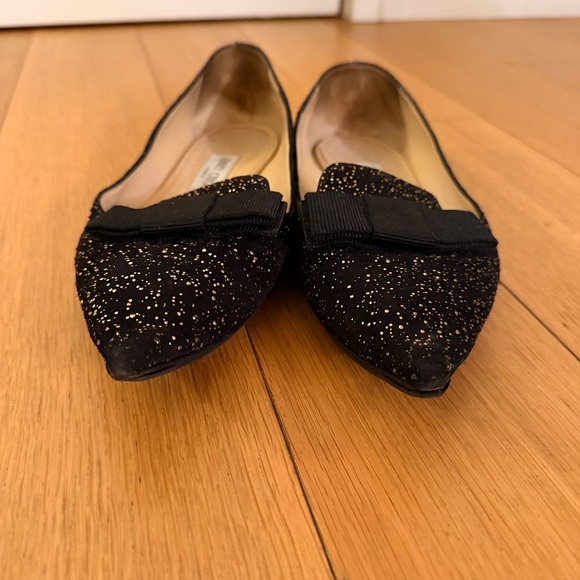 Jimmy Choo - Black Suede Glitter Gala Pointed Toe Flat - Size 38.5 - Picture 4 of 7